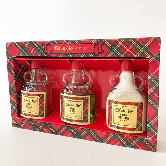 Vintage Lander Tally-Ho 3 pc Gift Set Miniature Bottles with Bakelite Top